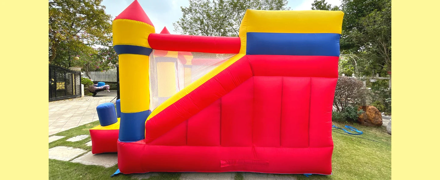 KF Bounce House with Slide Commercial Bouncy Castle for Age 8-12 Inflatable Bounce House with Blower for Outdoor Party