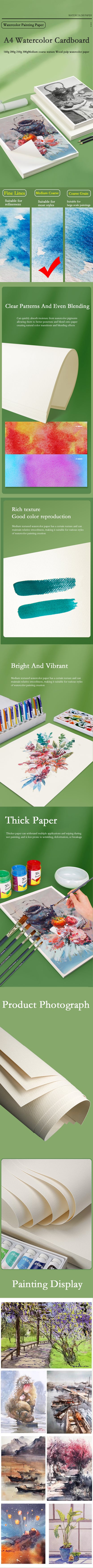A4 Watercolor Paper 20/50Pcs Wood Pulp Watercolor Painting Medium Coarse 160G 200G 250G 300G Drawing Cardboard Art Supplies