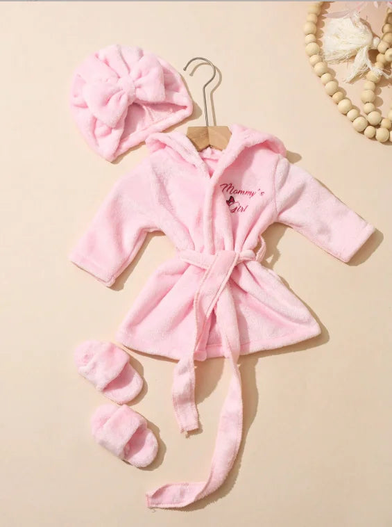 Newborn Photography Props Bathrobes Bath With Belt Shower Cap Outfit Photo Props for Infant Boys Girls Shoot  Accessories-HD