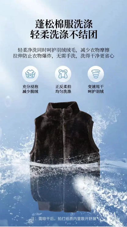 2026 Autumn Winter Men's Thicked Golden Velvet Warm Vest Fashion Solid Sleeveless Zipper Hooded Jacket Fake Fur Couple Waistcoat