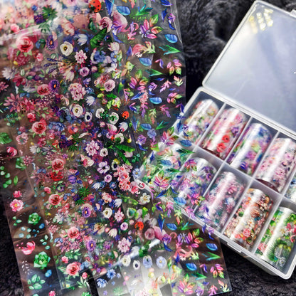 10Rolls Halloween  Flower Plaid Angel Marble  Bow Nail Foils Transfer Paper  Nail Art Stickers   Decal  Nails Decoration