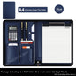Executive Business A4 Leather Portfolio Folder Clipboard for Zippered Desk Organizer Document Briefcase Calculator for Office