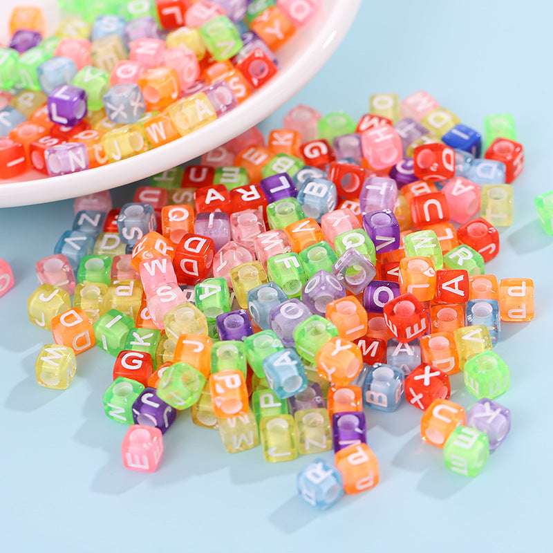 Hot! 100Pcs/Lot 6mm Mixed Many Kinds Acrylic Cube Square Number&Alphabet Letter Beads for Bracelet Necklace Jewelry Making DIY