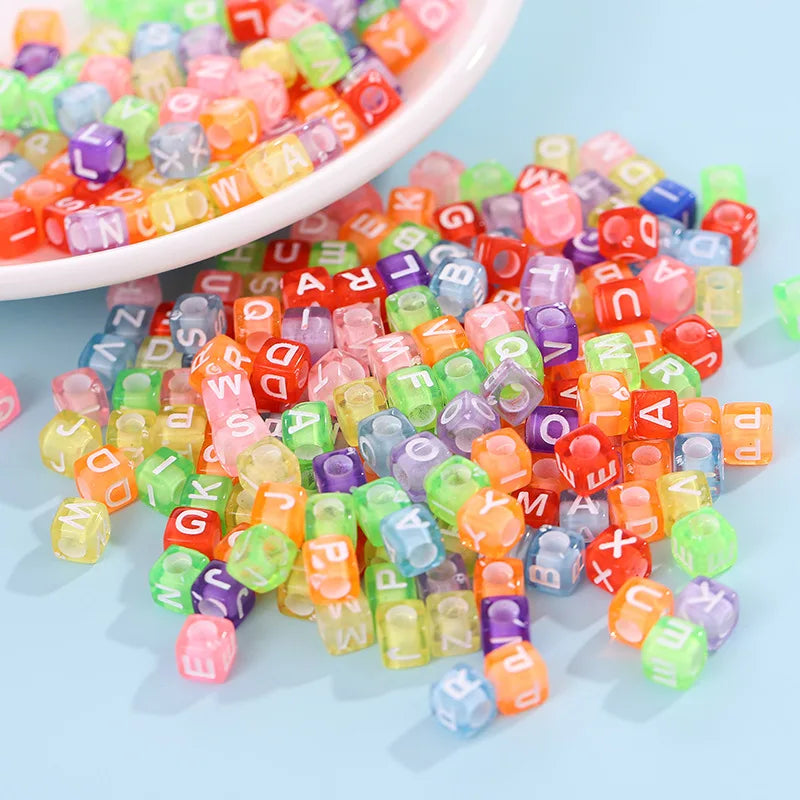 Hot! 100Pcs/Lot 6mm Mixed Many Kinds Acrylic Cube Square Number&Alphabet Letter Beads for Bracelet Necklace Jewelry Making DIY