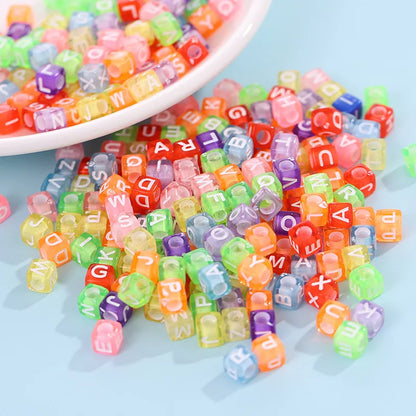 Hot! 100Pcs/Lot 6mm Mixed Many Kinds Acrylic Cube Square Number&Alphabet Letter Beads for Bracelet Necklace Jewelry Making DIY