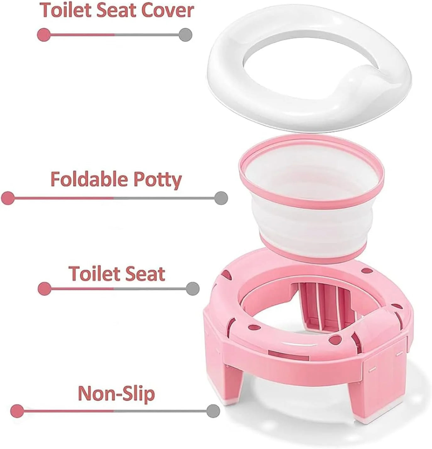 3 in 1 Baby Toilet Seat Children Foldable Travel Potty With Bags Potty Training Seat Suitable for Boys and Girls