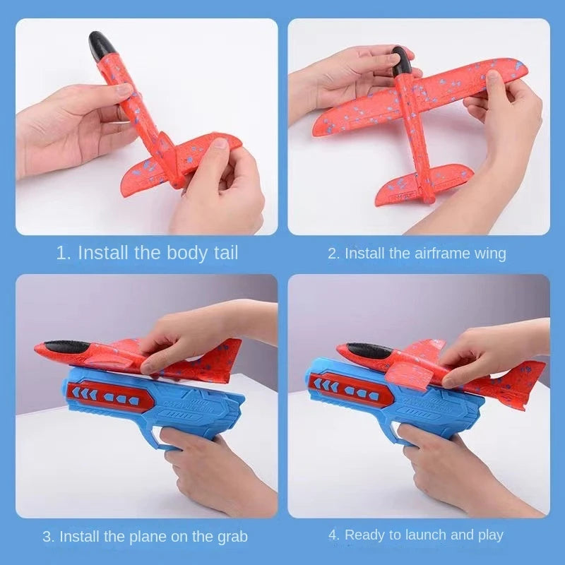 Children's Outdoor Ejection Aircraft Toys Foam Aircraft Oy Gun Parent-Child Outdoor Games Toys Children's Gifts Flying Toy