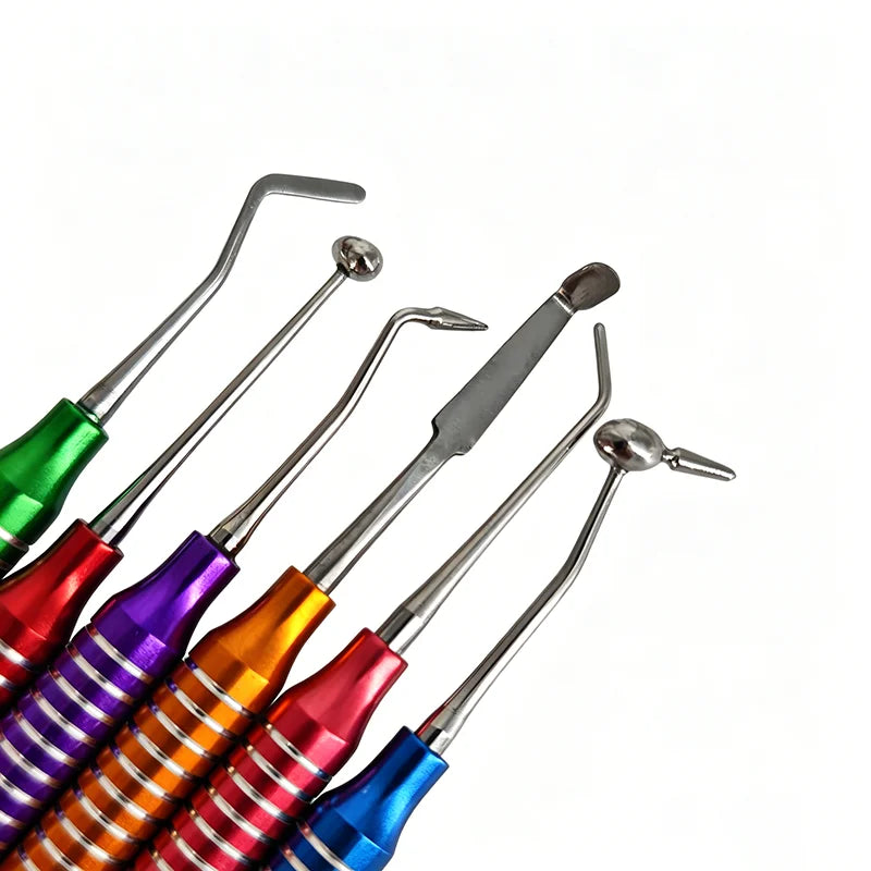 6pcs/set Dental Composite Resin Filling Spatula Titanium Plated Head Resin Filler Thick Handle Dentistry Instrument Material