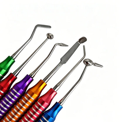 6pcs/set Dental Composite Resin Filling Spatula Titanium Plated Head Resin Filler Thick Handle Dentistry Instrument Material
