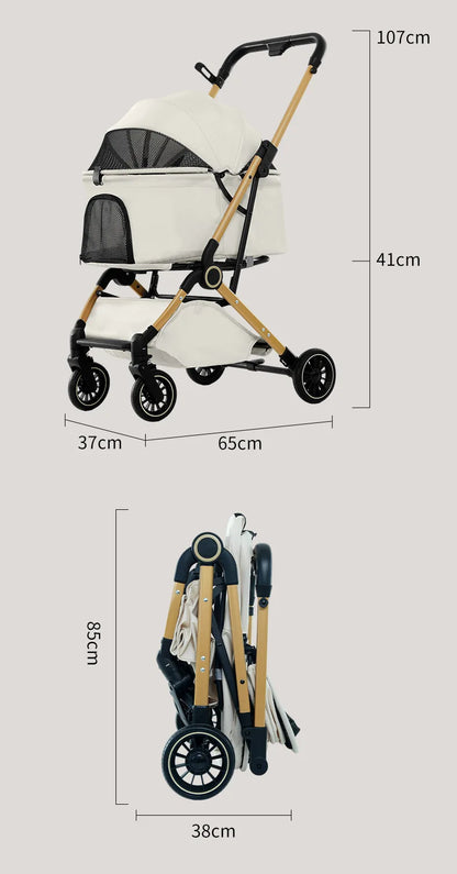 New Pet Stroller Dogs Cats Lightweight Foldable Outdoor Travel Small Medium Breed Teddy Poodle Pet Trolley Pet Stroller