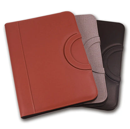 PU leather A4 zipper calculator binder conference file pad folder briefcase tablet portable circular handle file bag