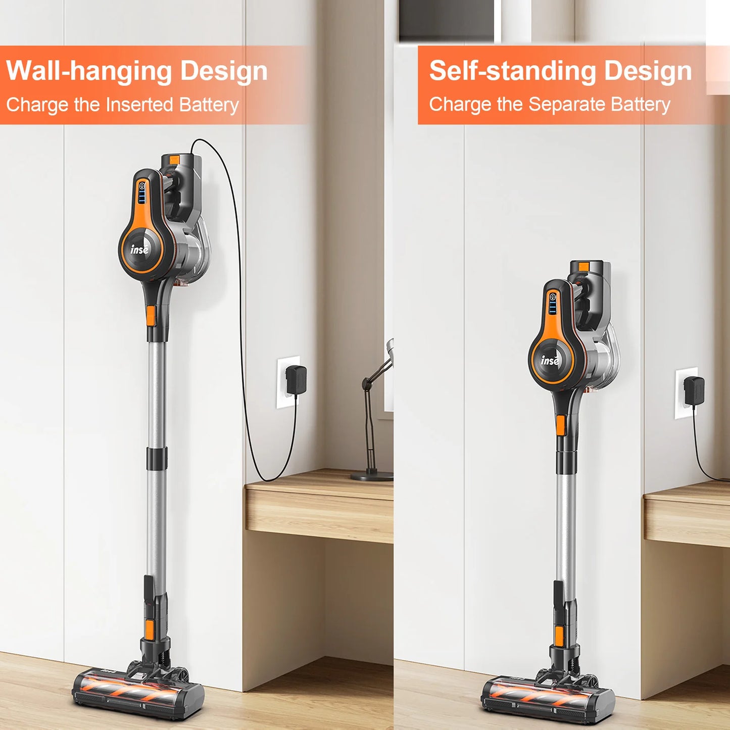 Cordless Vacuum Cleaner, 80000Pa/300W,65 Mins Runtime, 1.2L Dust Cup. Equipped with Digital Display, Anti-Tangle Brush, Self-Standing Design & Wall Charging Dock. 4-Layer Filtration, Ultra-Quiet Operation. Ideal for Pet Hair,