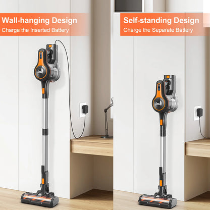 Cordless Vacuum Cleaner, 80000Pa/300W,65 Mins Runtime, 1.2L Dust Cup. Equipped with Digital Display, Anti-Tangle Brush, Self-Standing Design & Wall Charging Dock. 4-Layer Filtration, Ultra-Quiet Operation. Ideal for Pet Hair,