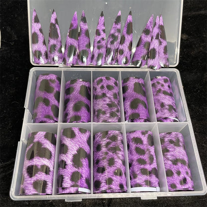 New Flower Nail Foils for Transfer Paper Stickers Floral Adhesive Fruit Nails Wraps Fish DIY Water Marble Nail Art Decorations