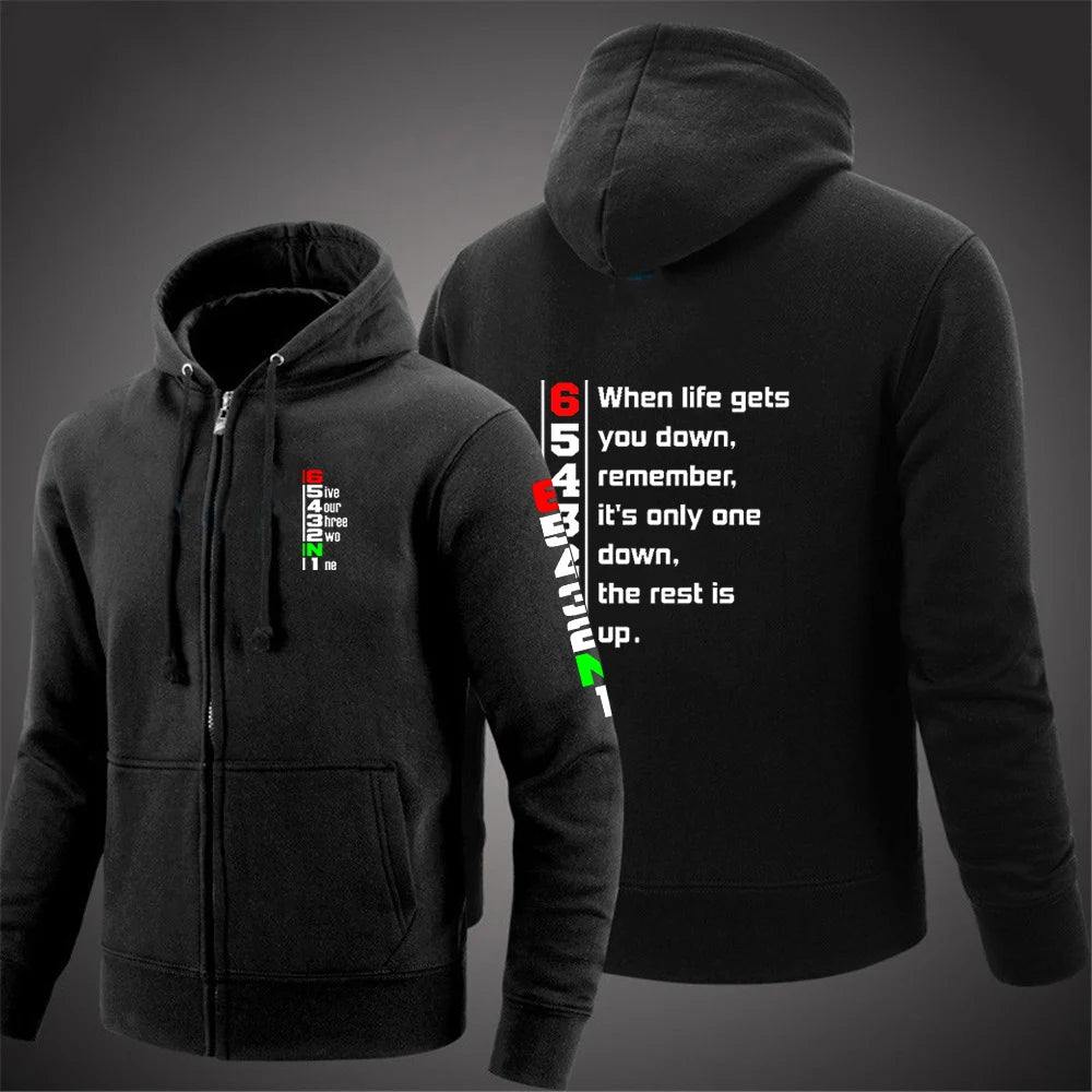 2025 Spring Autumn Men's Manual Transmission 1N23456 Motorcycle Logo Printed Popular Cardigan Classic Solid Color Hooded Hoodies