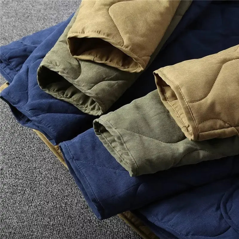 Vintage M65 Liner Jacket Men Winter New Khaki Thick Multi-pocket Tooling Padded Jacket Long Sleeve Cardigan Hunting Coat