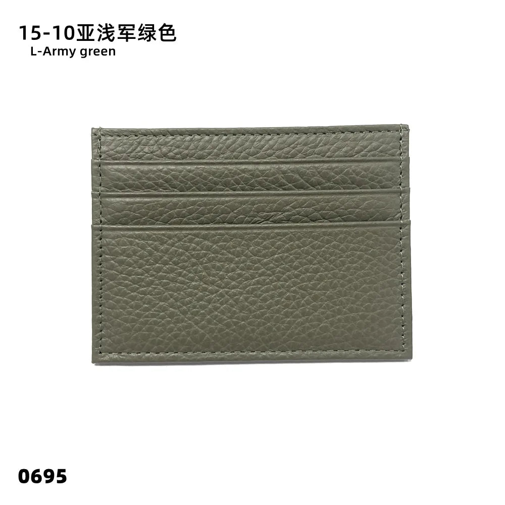 Custom Company Logo Cowhide Card Holder Woman Man Fashion Slim Mini Card Bag Genuine Leather Engrave Name Luxury Casual Purse