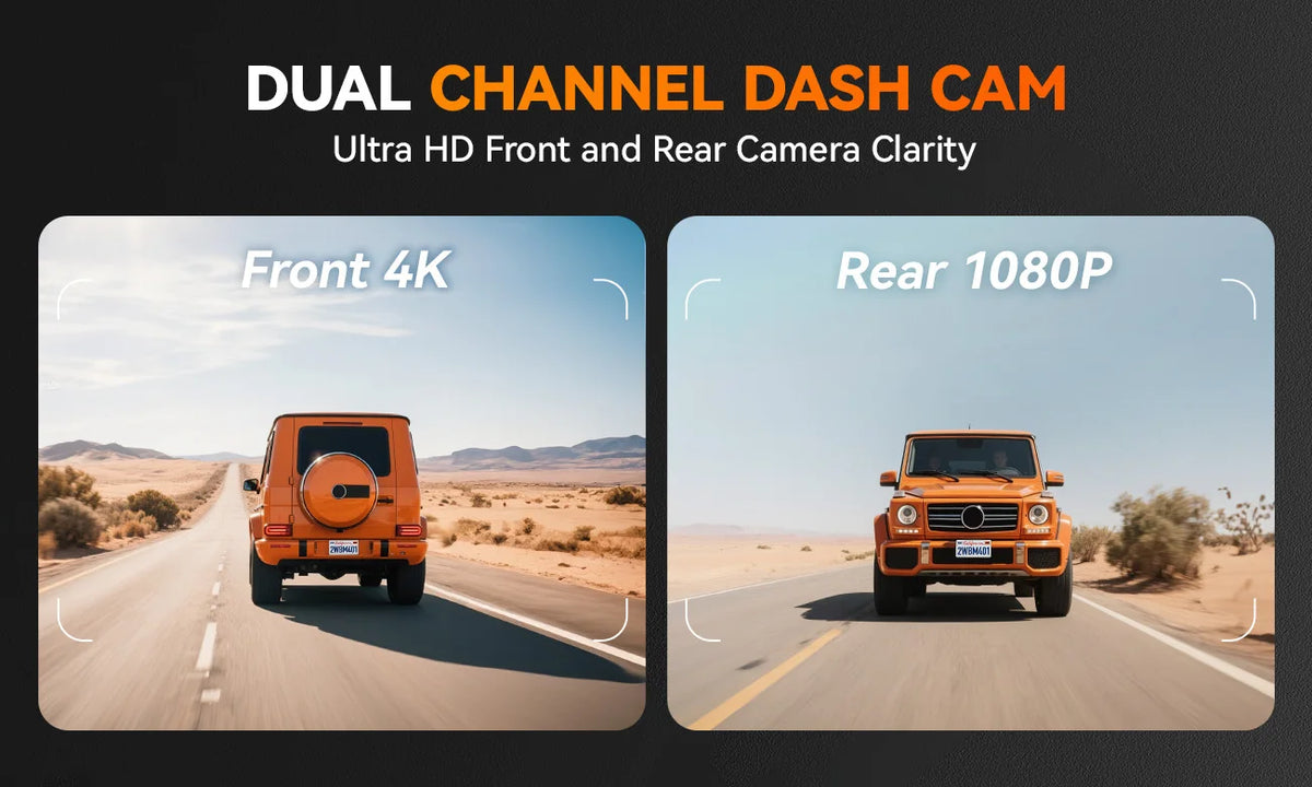 WOLFBOX M40 Dash Cam 4K+1080P With Voice Control ADAS Built in 5GHZ WI-FI and GPS Video Recorder Front and Rear Dash Camera