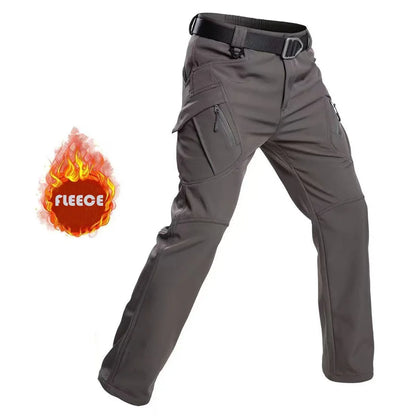 Men Winter Autumn Fleece Waterproof Cargo Pants Hiking Camping Softshell Climbing Casual Warm Tactical Military Combat Trousers