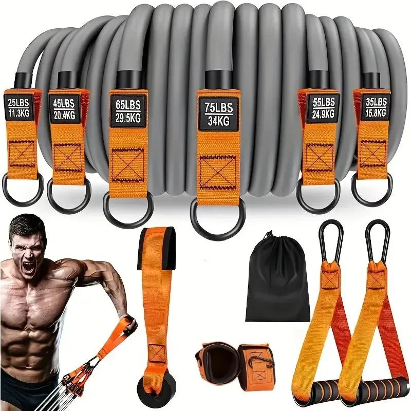 Resistance strap with handle used for muscle training, strength building body shaping, yoga, home fitness equipment - natural
