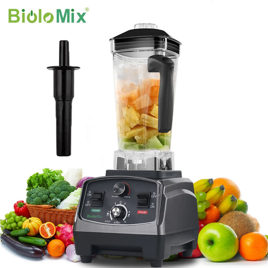 BioloMix 3HP 2200W didelio našumo laiko maišytuvas trintuvas sulčiaspaudė maisto smulkintuvas ledo kokteiliams be BPA 2 l indas