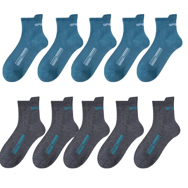 10/20Pairs High Quality Men's Socks Casual Breathable Cotton Man Run Sports Socks Spring Autumn Male Sox Gifts Plus Size 38-45