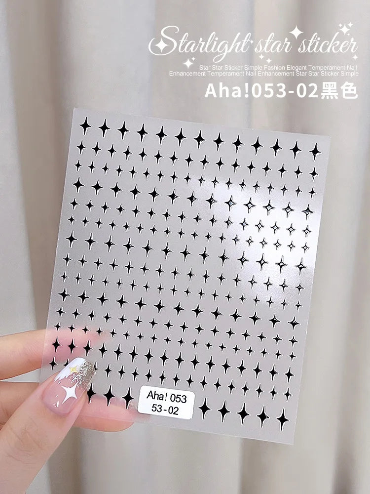1PCS Laser Starburst Star Adhesive Nail Sticker 3D Nail Art Decoration Flashing Silver Flame Butterfly Nail Decal Press on Nails
