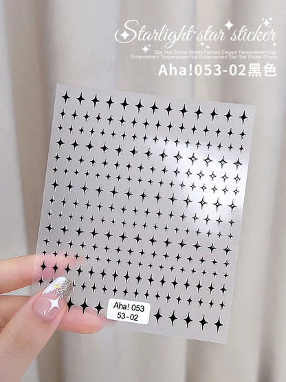 1PCS Laser Starburst Star Adhesive Nail Sticker 3D Nail Art Decoration Flashing Silver Flame Butterfly Nail Decal Press on Nails