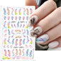 Black and White Love Flowers Line Art 3D Stickers Nail Decals Nail Art Accessories Butterfly Rose Nail Stickers Nail Sliders