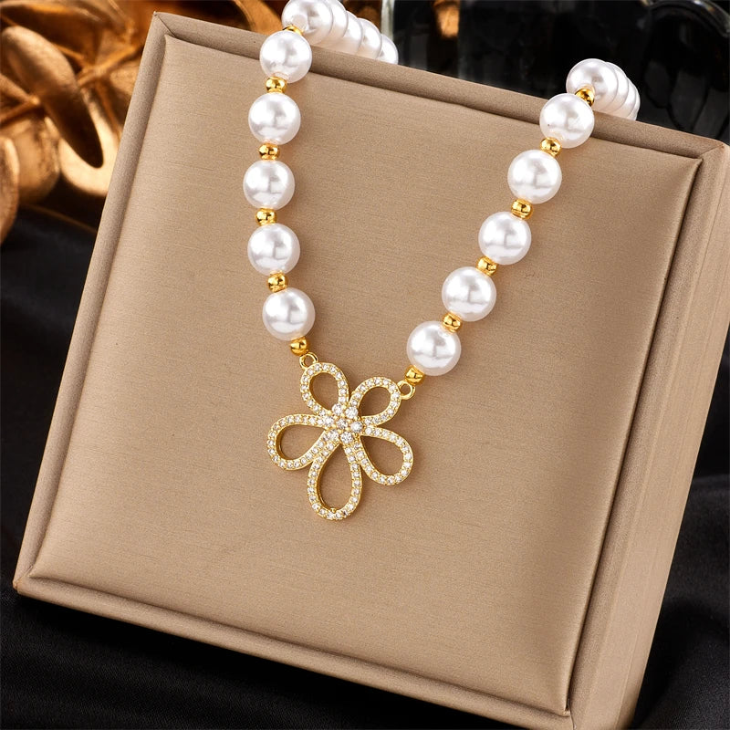XIYANIKE 316L Stainless Steel Necklace for Women Gold Color New Trends Exquisite Chic Charming Birthday Fashion Jewelry Collier
