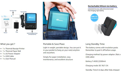 Milestone Portable Mini Wireless Thermal Printer Bluetooth Android Receipt Printing 58mm Office  Android Receipt Printer Epson p