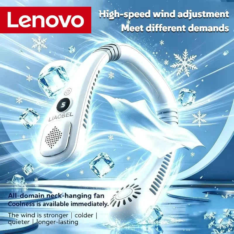 Lenovo Neck Bladeless Fan Mini Ultra Longlife Portablelazy Silent Fan Usb Charging Student Sports Office Multiple Home Scenarios