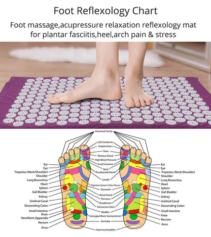 Acupressure Mat Sensi Massage Mat Pillow Set  applicator for Neck Foot Yoga Mat with Needle Back Cushion
