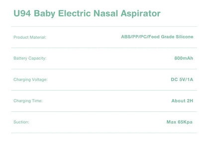 MAMIJOY  Electric Nasal Absorber Silent Baby Obstruction Rhinitis Cleaner Nasal Aspirator Nasal Mucus Cleaning Tool Fro Newborn