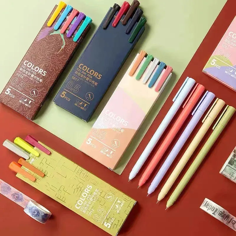 Morandi & Macaron Color Gel Pens (30/5 Colors) - 0.5mm Refill, Smooth Writing Durable Pens for School Stationery