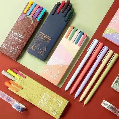 Morandi & Macaron Color Gel Pens (30/5 Colors) - 0.5mm Refill, Smooth Writing Durable Pens for School Stationery