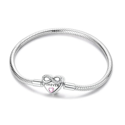 Original 925 Sterling Silver Charm Bracelets Heart Clip Bead Snake Chain Bracelet Fit Charms Beads Diy For Woman Fine Jewelry