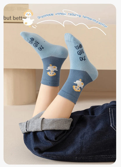 5 Pairs Kids Boys Girls Socks Children Baby Toddler Sport Socks School Students Spring Autumn Soft Cotton Fashion Mid Tube Socks
