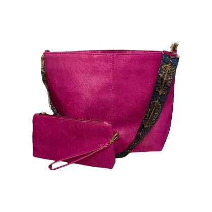 2-Piece Large Capacity Bohemian Wide Strap Soft PU Tote Bag, Shoulder & Handheld Bag, Ideal Birthday Gift