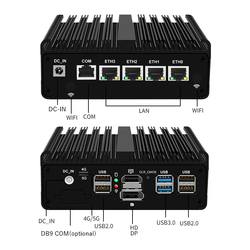 Topton Solid Fanless Firewall Mini PC VPN Gateway Intel N150 N5105 J6412 J5005 7305 6305 4x2.5G LAN Home Server PfSense Computer