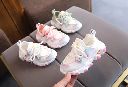 2022 Breathable Toddler Boy Sneakers Stretch Fabric Fashionable Baby Running Shoes Pink School Girl Sports Shoes Sneakers