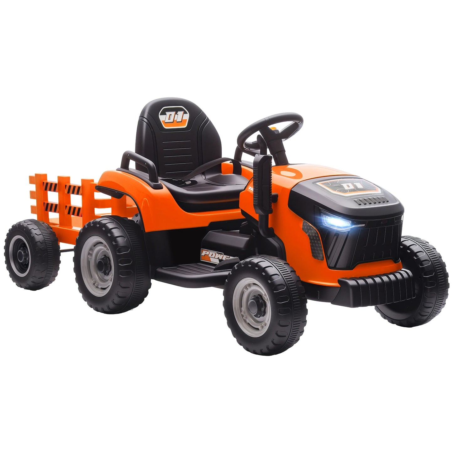 Electric tractor for children, ride-on tractor with remote control, soft start, for children aged 3 to 8, Orange