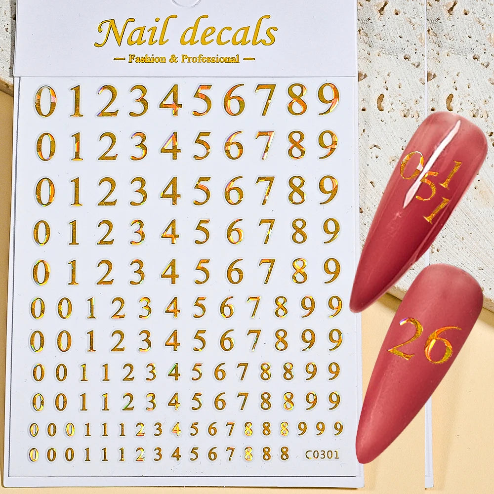 3D Glittery Gothic Letter Design Nail Art Stickers Uppercase Alphabet Letters Artistic Designs DIY Nail Art Decals Decoration #1