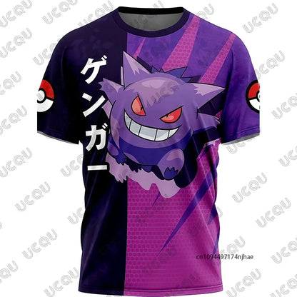 3D Full Print T-shirt Boys Girls Purple Lightning Anime Casual Oversized Children Short Sleeve Tops
