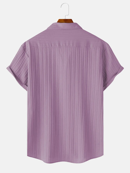 Men's  Comfortable Shirt Summer Beach Men's Shirt   Men's Short Sleeve Shirts  Solid Color Casual Short Sleeve Shirt