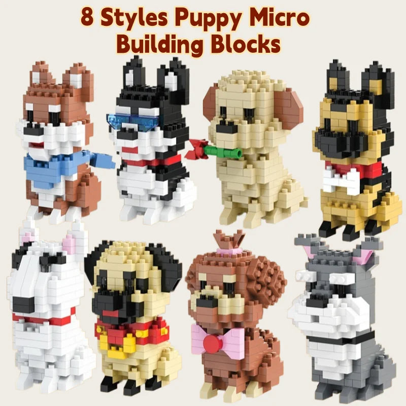DIY Creative Micro Building Blocks Set  Dogs  Cartoon Character Models DIY Educational Toys For Children Birthday Gift