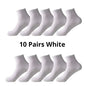 10 Pairs Men‘s Solid Color Mid-Calf Socks Breathable Comfort Sports Casual Work Socks White Black All Seasons EU 37-44 US 6-12