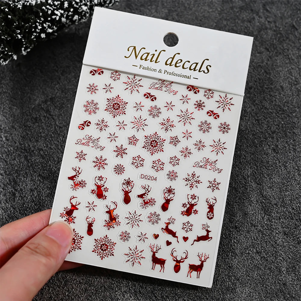 Winter Christmas Atmosphere Nail Stickers Snowman Snowflake Wapiti Self-adhesive High Quality Cute Nail Stickers Nail Art Deco