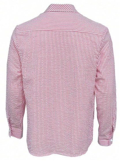 Men's Long Sleeve Striped Shirt with Loose Fit Stylish Comfortable Casual Wear for All Seasons Ideal for Outdoor Activities