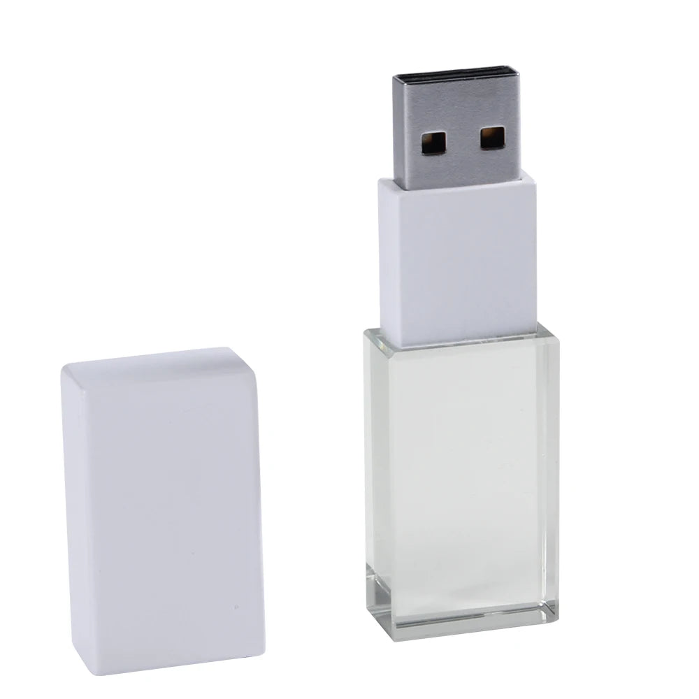 JASTER Crystal Wedding Gifts USB Flash Drives 128GB 3D Laser Engraving Custom Logo Pen Drive 64GB Photography Gift Memory Stick